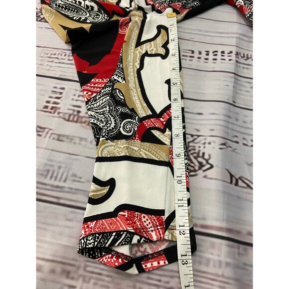 Chicos 1 Dual Layer Wrap Blouse Womens M 3/4 V Neck Sleeves Multicolor - Picture 8 of 10